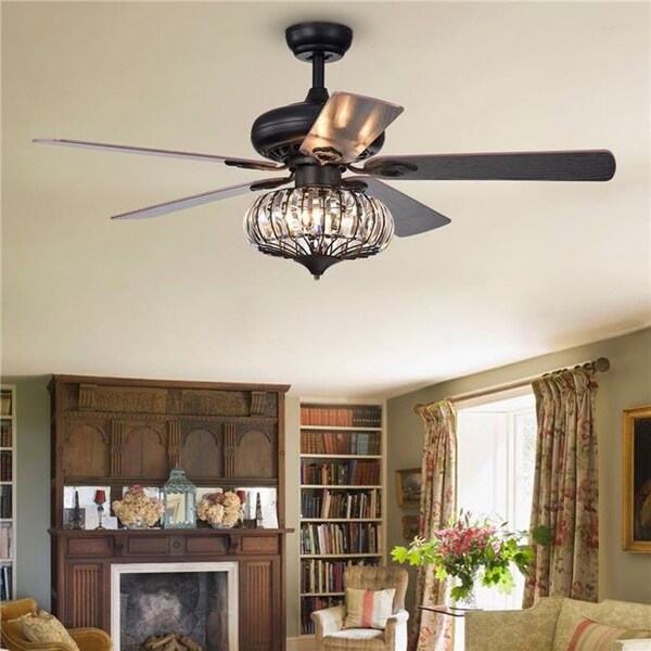 Warehouse Of Tiffany CFL-8306REMO-BL 52.4 in. Chrysaor Indoor Remote Controlled Ceiling Fan with Light Kit; Black CFL-8306REMO/BL - main